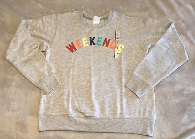 Doe ''Weekend'' Crew Neck, Long Sleeve Sweatshirt Juniors - Gray NWT