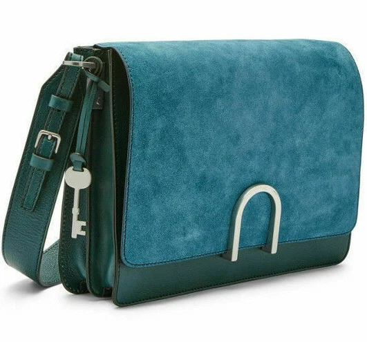 Fossil Finley Shoulder Bag Indian Teal Leather Suede ZB7624380