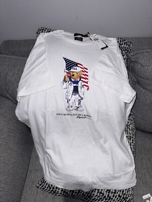 Classic Fit Polo Bear T-Shirt Polo Ralph Lauren Size X-Large Color White/multi