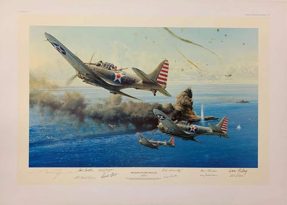 La Batalla del Mar del Coral por Robert Taylor firmado por DIEZ pilotos intrépidos de la Segunda Guerra Mundial Foto 3 de 3