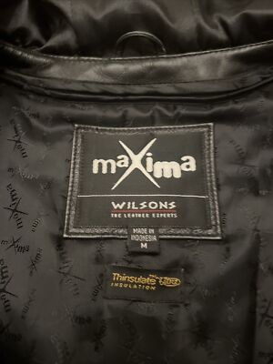 Vintage Wilsons Maxima Black Leather Hooded Belted Zip Lined Vintage Wilsons Maxima Black Leather Hooded Belted Zip Lined