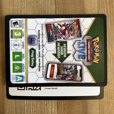 5x Crown Zenith Booster Pack Code Pokemon TCG Online Digital PTCGO & TCG LIVE