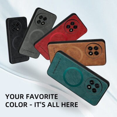 For OnePlus 13 12R 11R ACE 3V PU Leather Magsafe Magnetic Non-Slip Back Case