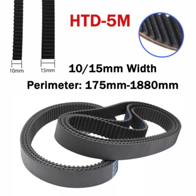 HTD-5M 175mm-1880mm Rubber Timing Belt Close Loop Synchronous Belt 10/15mm Width