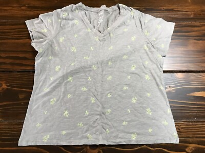Sonoma Shirt, Women's Size Large, Tan Lime Green, Everyday Tee, V-neck