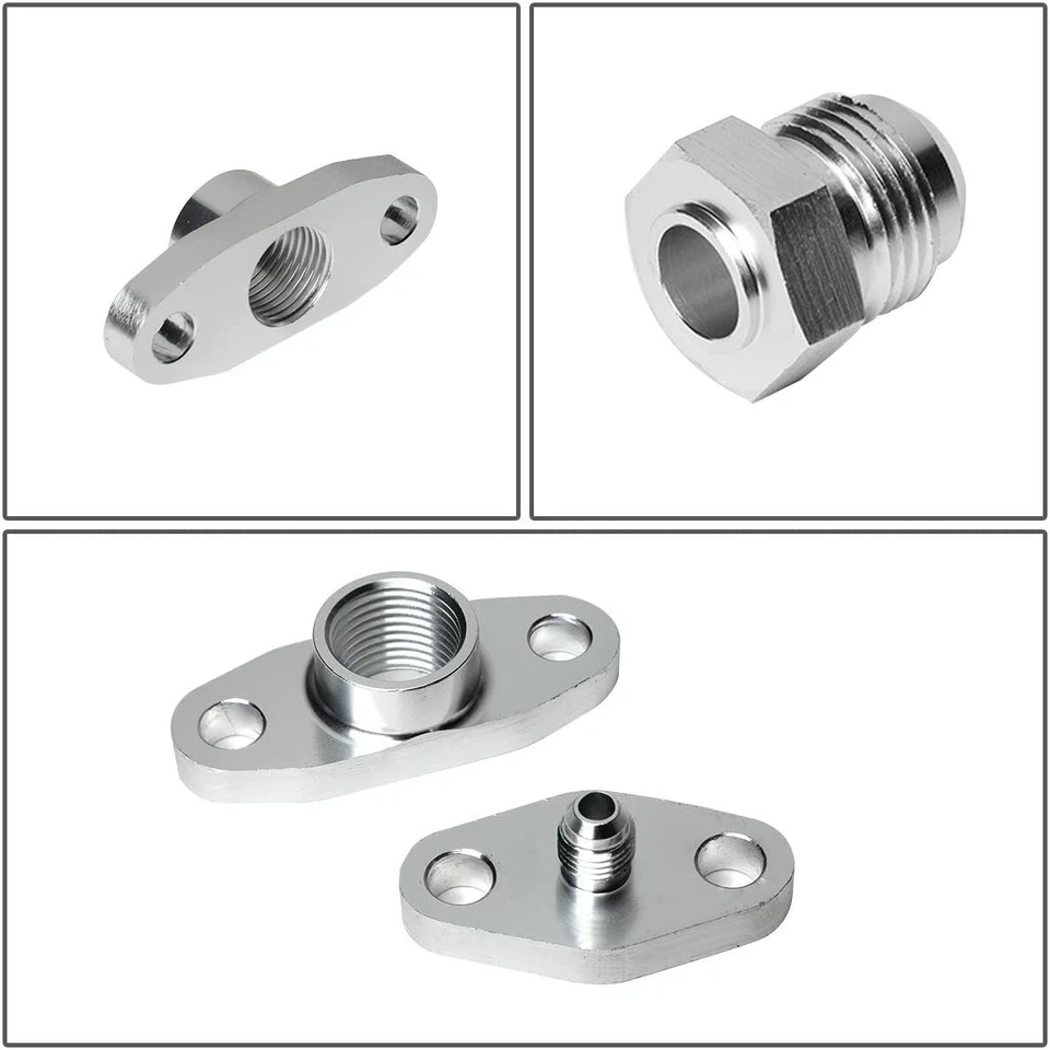 Turbo Charger Oil Drain Return Line Oil Feed Complete Kit T3 T4 GT35 T70 T66 Foto 4 de 4