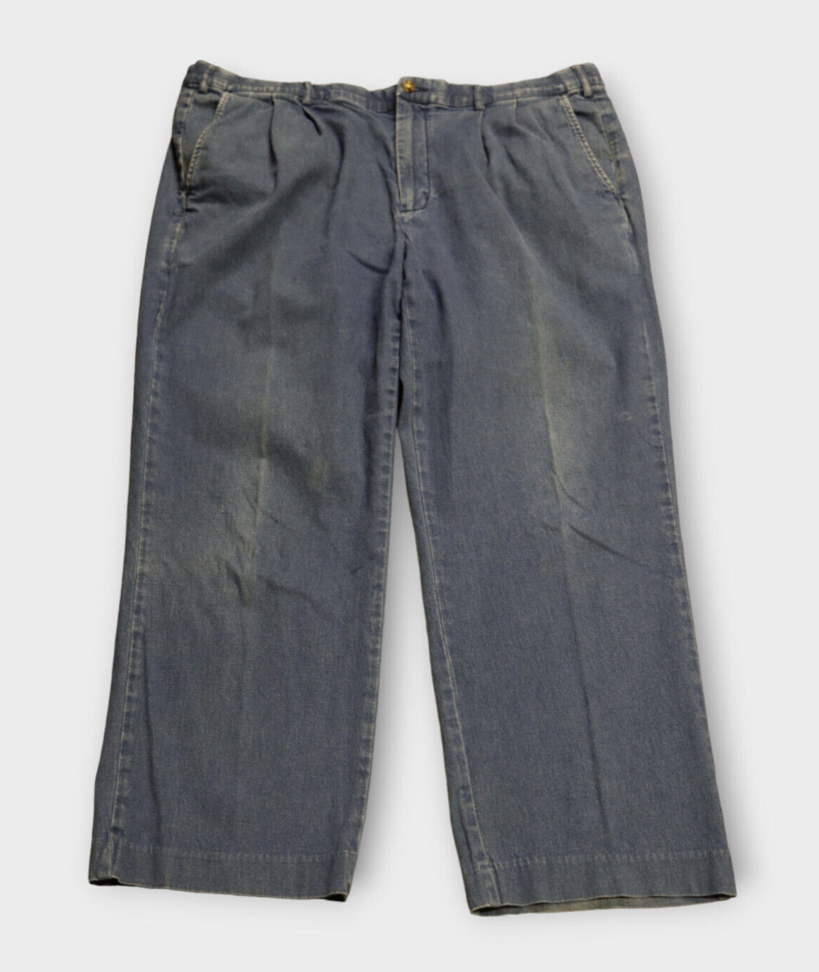 Vtg Orvis Jeans Mens Sz 38 Blue Stretch Waist Pleated Straight Leg Pockets 90s