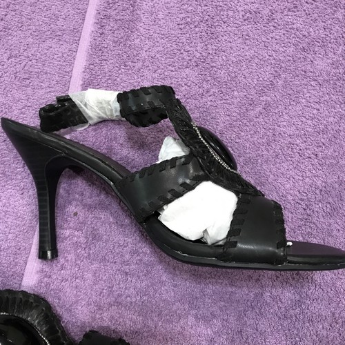 NEW RAMPAGE Kaleb Black Embelished Faux Leather Multi Strap Heels Wms sz 8.5 - Picture 4 of 6