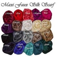 New Shimmery Faux Silk Hijab Maxi Scarf Shawl Wrap Sateen Shiny Big Headscarf