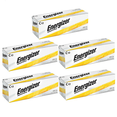 60 Energizer Industrial C Alkaline Batteries (EN93, LR14)