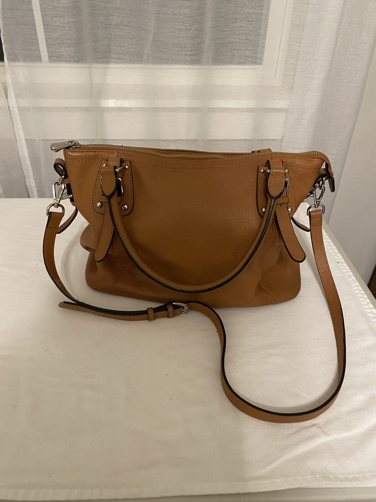 S-Zone Leather Tote Bag Office Travel Handbag 15 Inch Laptop