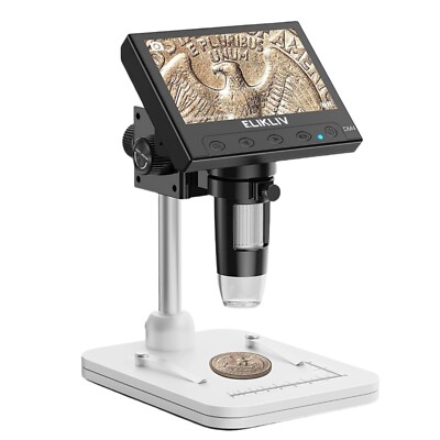 Elikliv 1000X Digital Microscope 4.3'' LCD 8LEDs USB to PC for Coin / Electronics