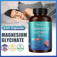 Magnesium Glycinate 500mg - 240 Capsules For Sleep, Stress Relief Support Bone
