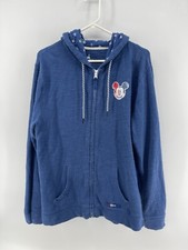 Vintage Disney Mickey Mouse Zip Up Hoodie Sweatshirt Jacket Men Size Medium Blue