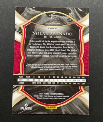 2021 Panini Select - Nolan Arenado #54 St. Louis Cardinals - Gold 