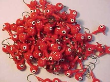 100 NEW FLOATING WALLEYE JIG HEADS SIZE 1 HOOKS RED   GREAT FOR WALLEYE 3/8