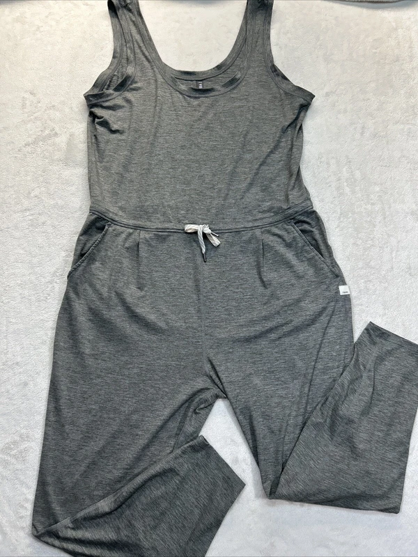vuori lux harem one-piece heather drawstring stretch 