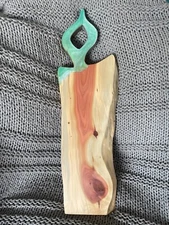 Raw Edge Eastern red Cedar Charcuterie Board with Emerald Green Accent 