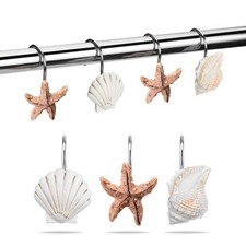 12Pcs Seashell Bath Shower Curtain Decorative Hooks Bathroom Beach Shell Bedroom