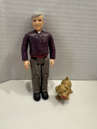 Fisher Price Loving Family Dollhouse Grandfather And Dog Doll Figures