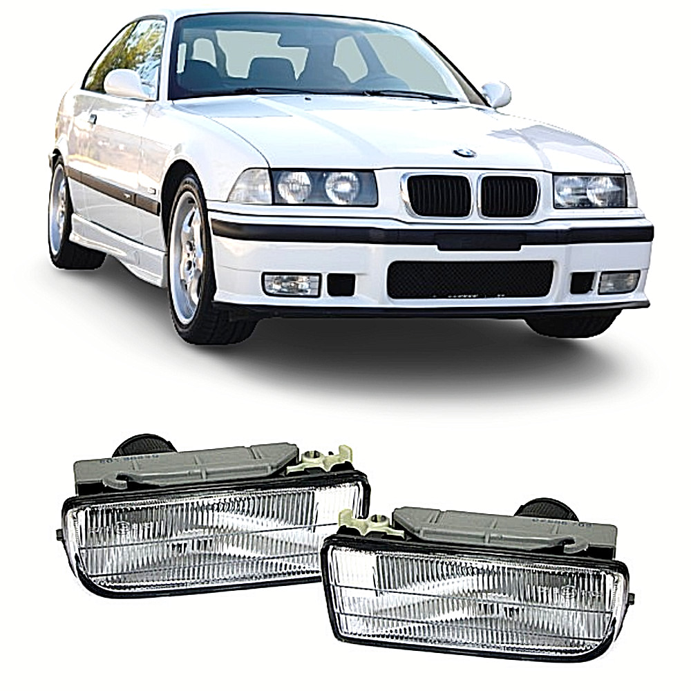 Paire de feux antibrouillard H1 en verre strié améliorant la visibilité pour BMW E36 M3