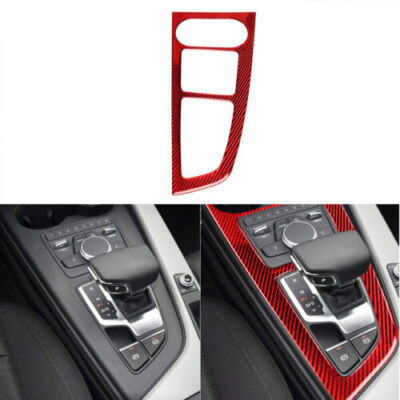 For Audi A4 B9 2017-2019 Red Carbon Fiber Interior Console Gear
