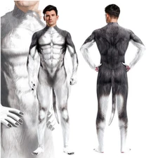 Animal Husky Dog Muscle Jumpsuit Cosplay Costumes 3D Bodysuit Stage Halloween