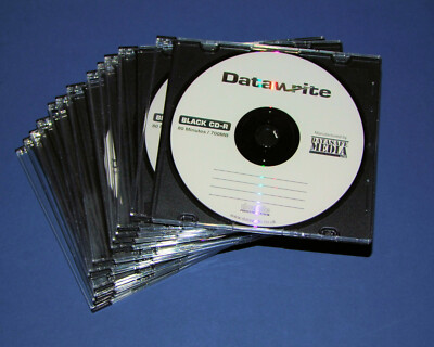 12 schwarze stylische Datawrite CD-R beschreibbare Disks + Slimline Case 80 min/700MB/CDs