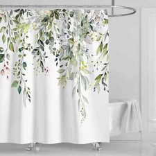 Plant with Floral Bathroom Decoration Shower Curtain 180 180CM with Hooks