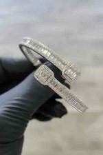 12Ct Baguette Cut Moissanite Full Eternity Style Bracelet 925 Sterling Silver