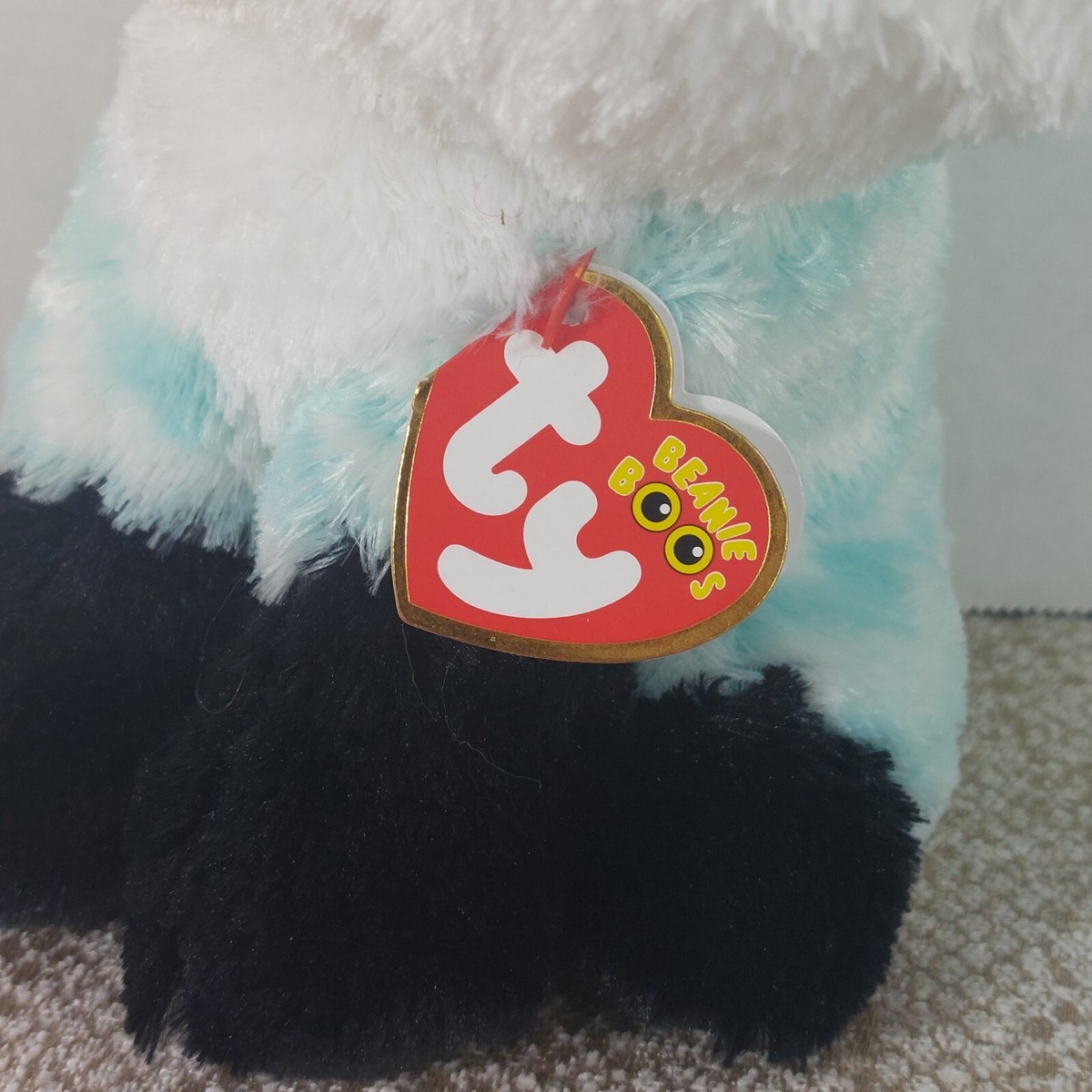 Ty Beanie Boos ATLAS the Aqua Chevron Fox Stuffed Animal