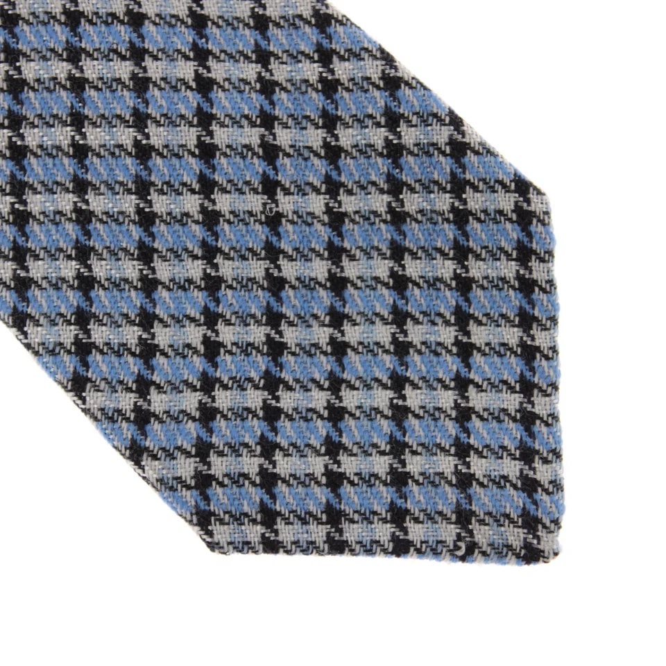 Kiton NWOT Wool/Silk Blend Seven Fold Neck Tie in Blue/Black/White Check - Image 2 of 4