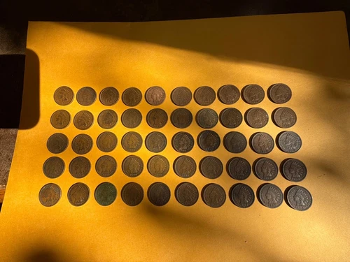 1900 ROLL BRONZE INDIAN HEAD CENT PENNIES 50ea, APPEAR GOOD-VERY GOOD CONDITION