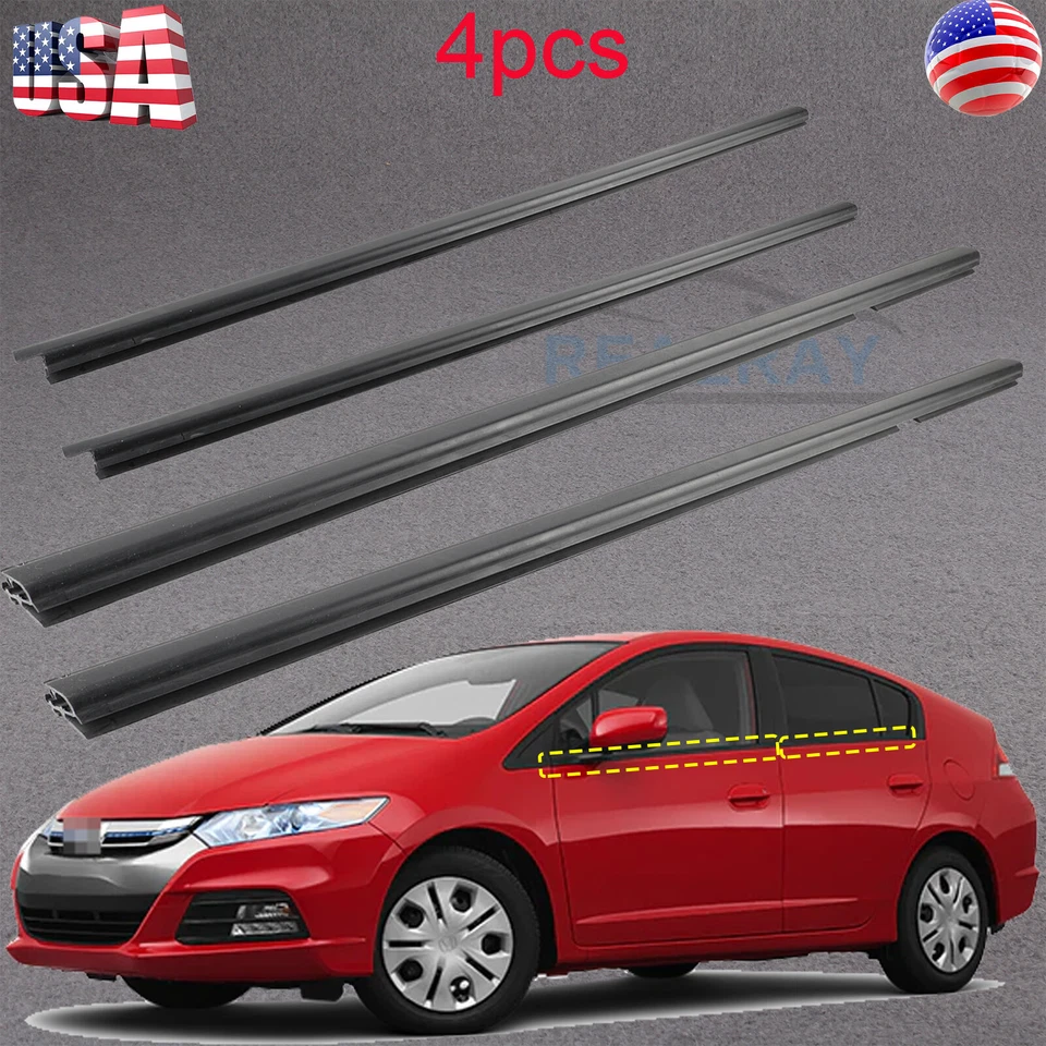 4x Window Sweep Belt Felt Molding 72950TM8013 For Honda Insight 2010-2014 Black - image 4 of 4