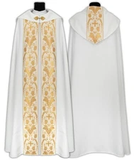 White Gothic Cope with stole K001-B Vestment Capa pluvial Blanca Piviale Bianco