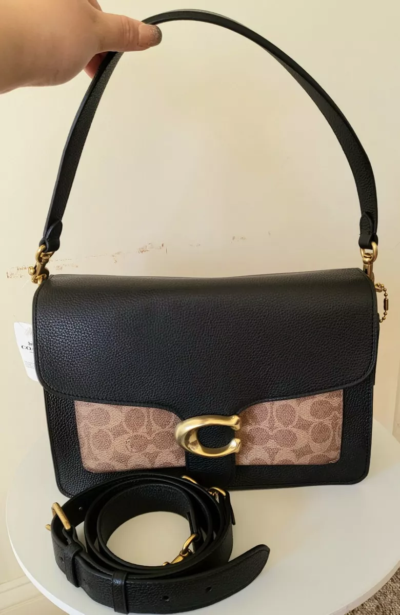 Coach Signature Mixed Leather Tabby Crossbody Shoulder Bag Tan