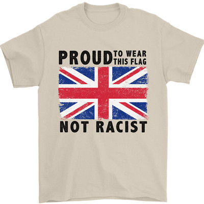 Proud To Wear Flag Not Racist Union Jack Herren Maglietta 100% Cotton