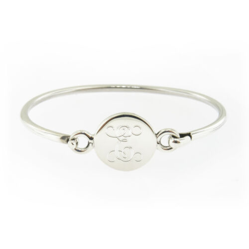 Monogrammed .925 Sterling Silver Hinged Baby Bracelet Personalized Engraved - Picture 1 of 38