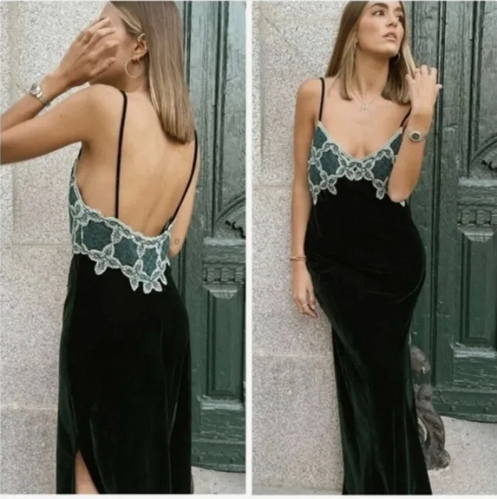 Zara green velvet cheap