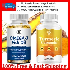 Turmeric Curcumin W/ Bioperine | Omega 3 Fish Oil High Absorption Joint Support
