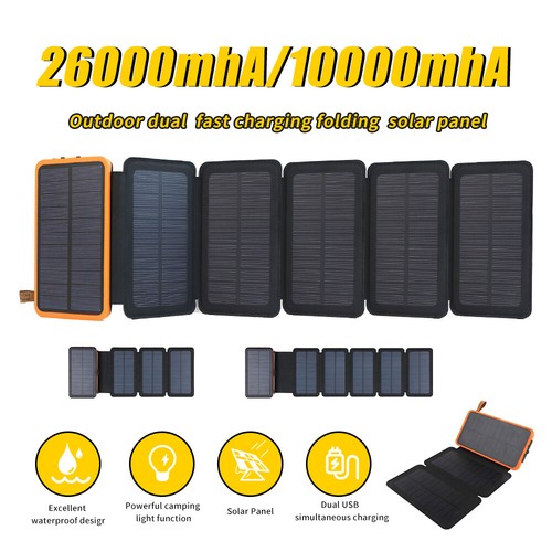 46000mAh Portable 4 Solar Panel Folding Power Bank Outdoor Camping Phone Charger - Picture 4 of 33