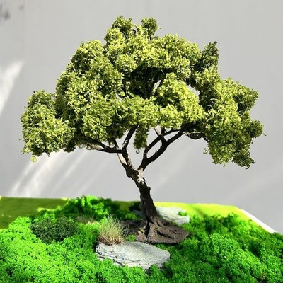 12cm Wooden Mini Tree Model Wire Green Tree Sand Table DIY Craft Materials
