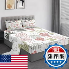 Pamnest Full Size Bed Sheet Sets Mexican Vintage Ivory Soft Microfiber 4 Pcs