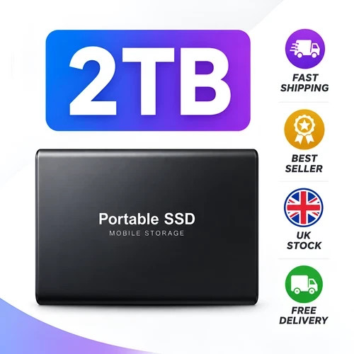 2TB External Hard Drive SSD Disk Memory Storage USB 3.0 HDD for PC ...