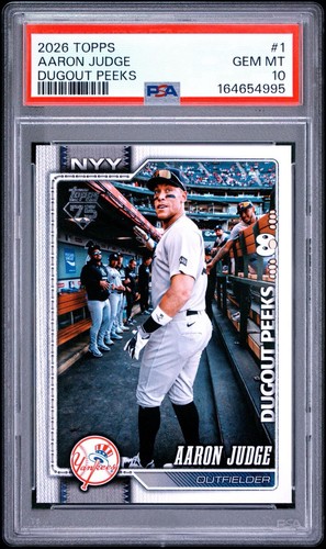 2026 Topps Celebration Aaron Judge #1 Dugout Peeks SP PSA 10 GM-MT - NY Yankees