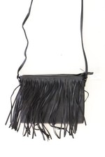 Second Life Fashion Fransentasche Handtasche für Damen schwarz aus Polyurethan