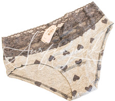 Victoria's Secret Vintage Panties Panty Small Low Rise Hiphugger Lace Gray Heart