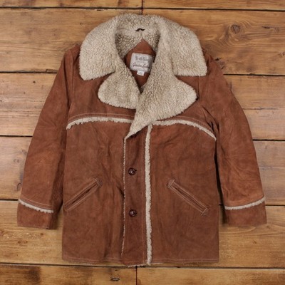 Vintage North King Leather Jacket M 70s Sherpa Lined Suede USA