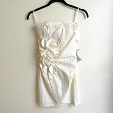 NWT Vintage 90s Jessica McClintock White Cocktail Dress Strapless Bridal Size 8