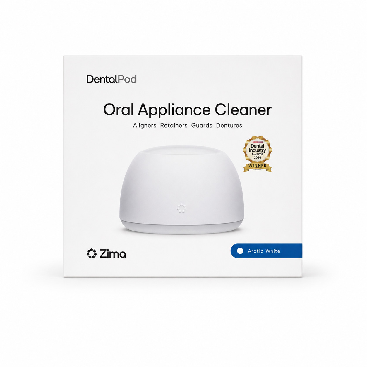 Zima Dental Pod Ultrasonic Oral Appliance Cleaner Arctic White Sealed